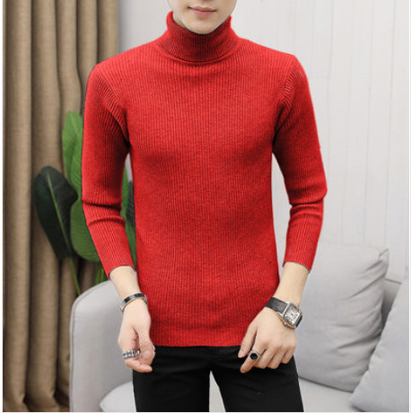 Men's ribbed turtleneck sweater fitted elastic fine knit Mune Fashion
