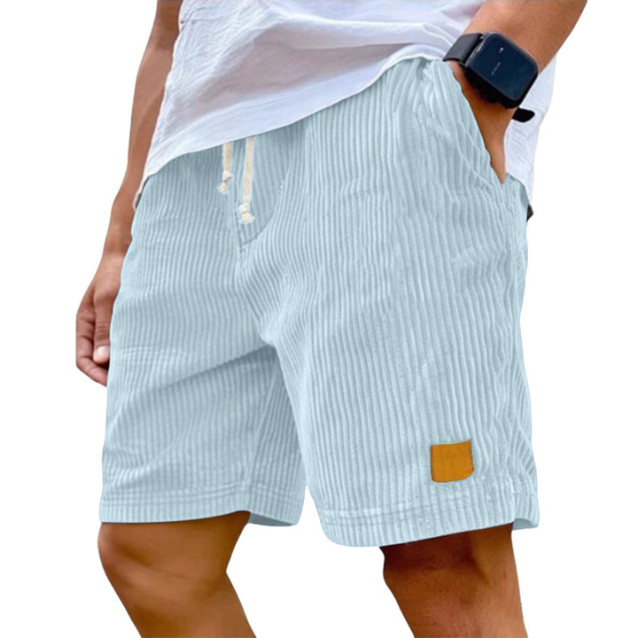 Men's fine corduroy shorts with elastic drawstring waistband, drawstring and deep side pockets Mune Fashion