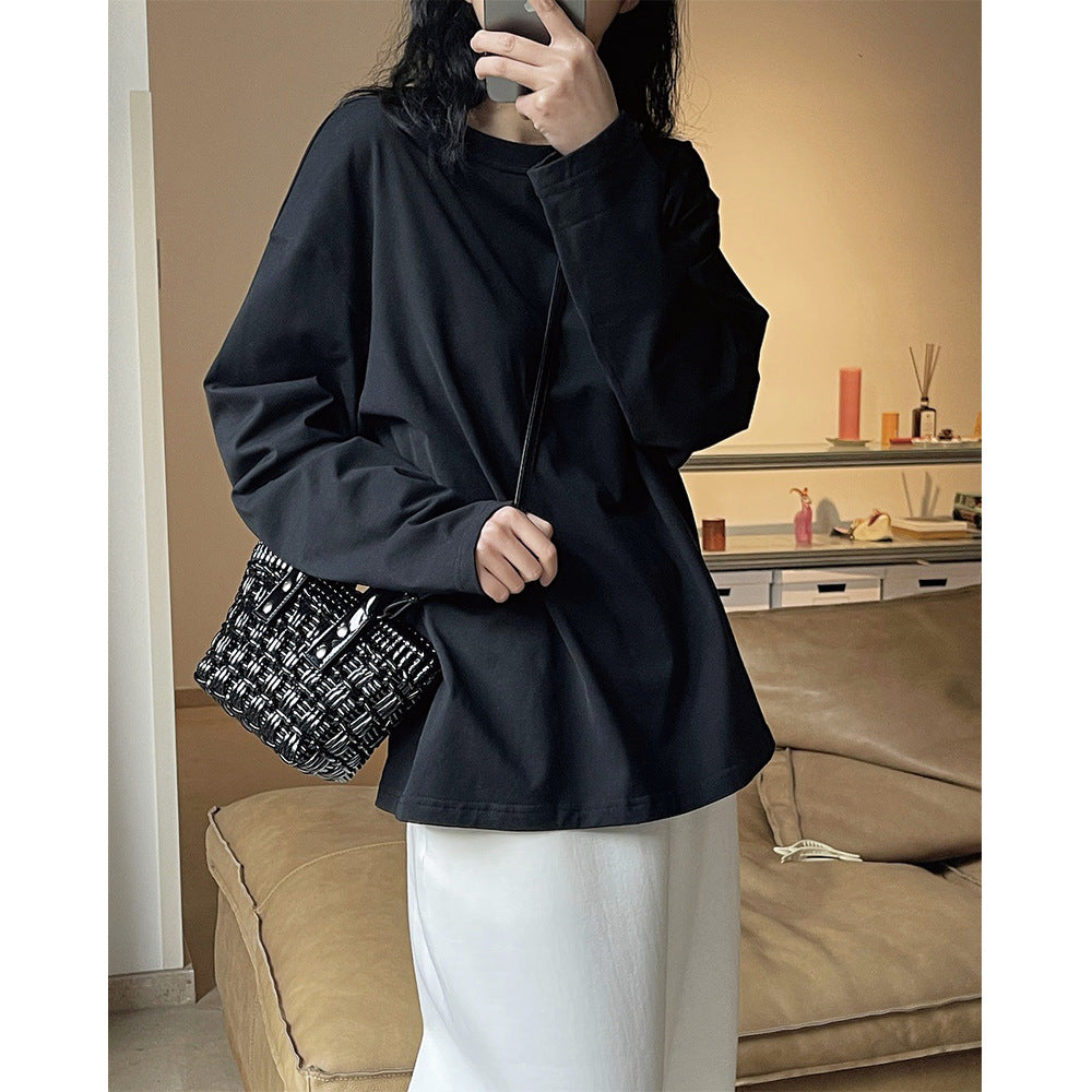Women Loose Long Sleeve in Oversized Style made of Cotton Jersey with Extended Hem Mune Fashion