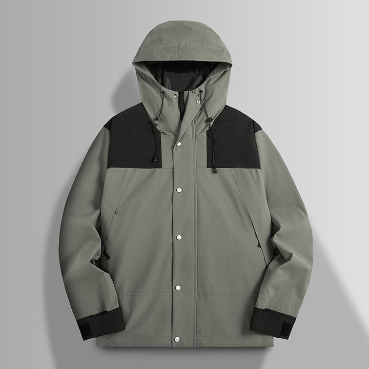 Men's Waterproof Softshell Jacket with Hood, Adjustable Cuffs, and Concealed Snap Button Placket Mune Fashion