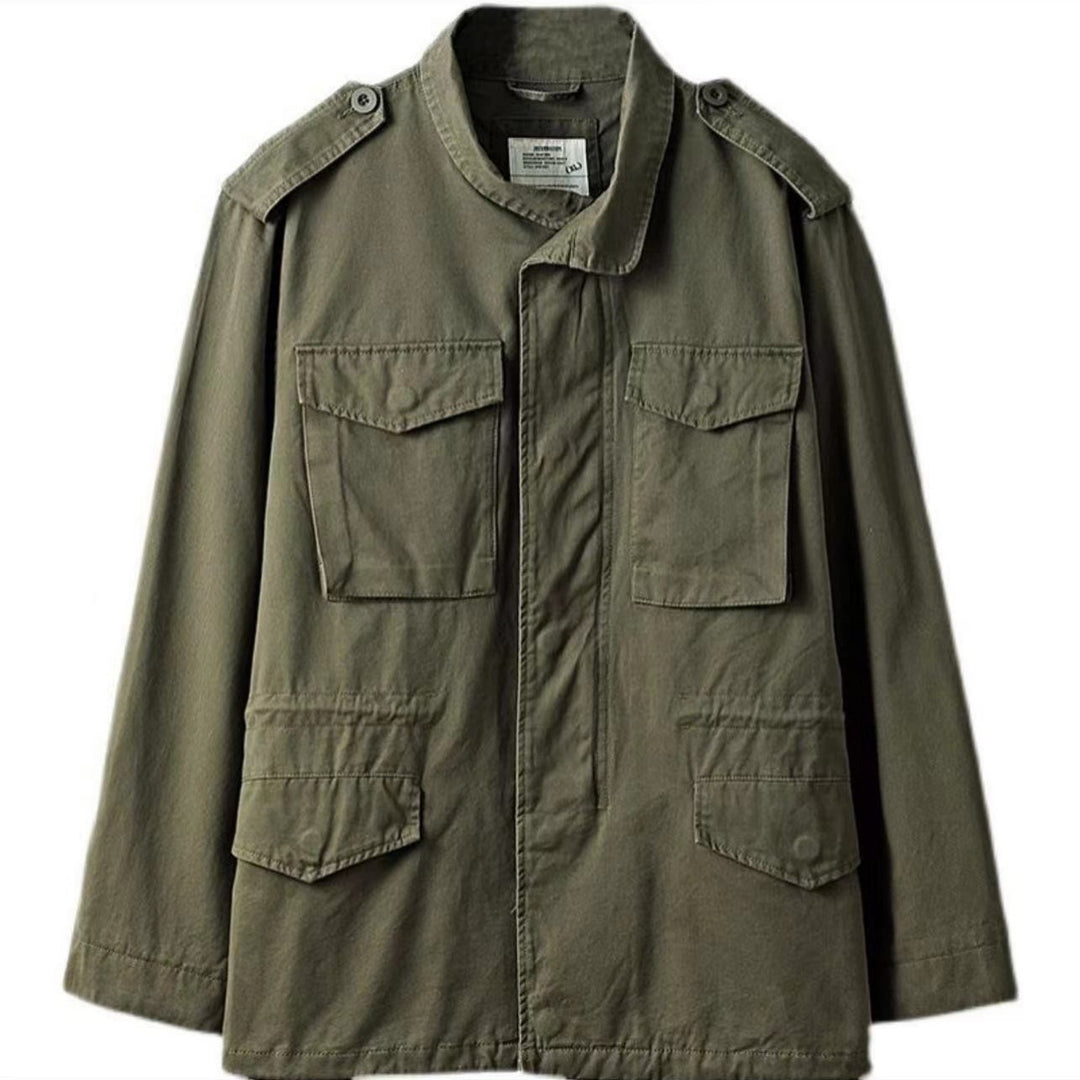 Men's lightweight cotton field jacket with patch pockets and shoulder epaulets Mune Fashion
