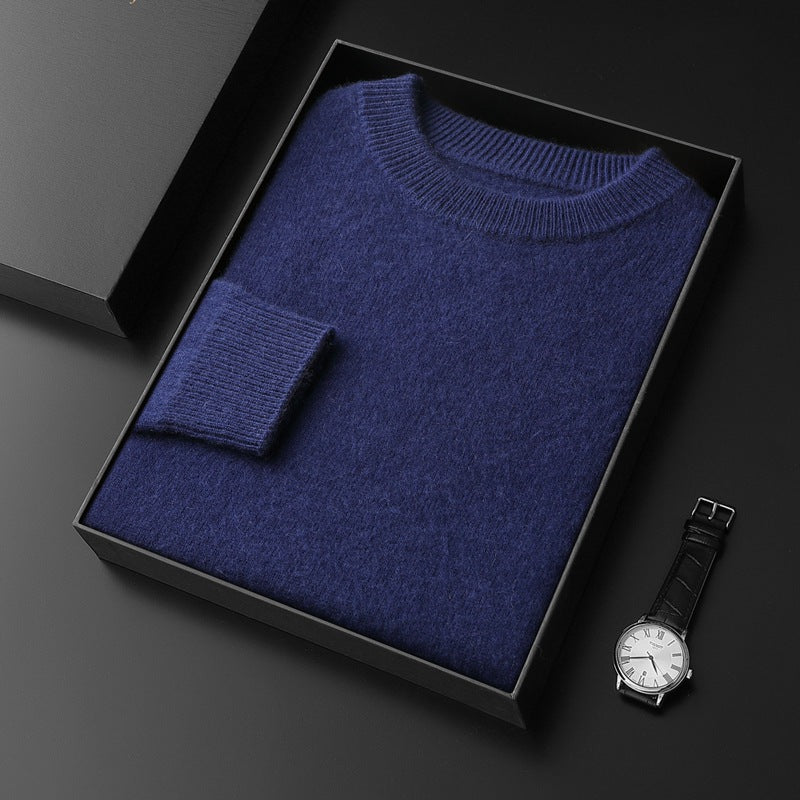 Men's Round Neck Pullover in Cashmere Look with Extra Soft Pile and Gift Box Mune Fashion
