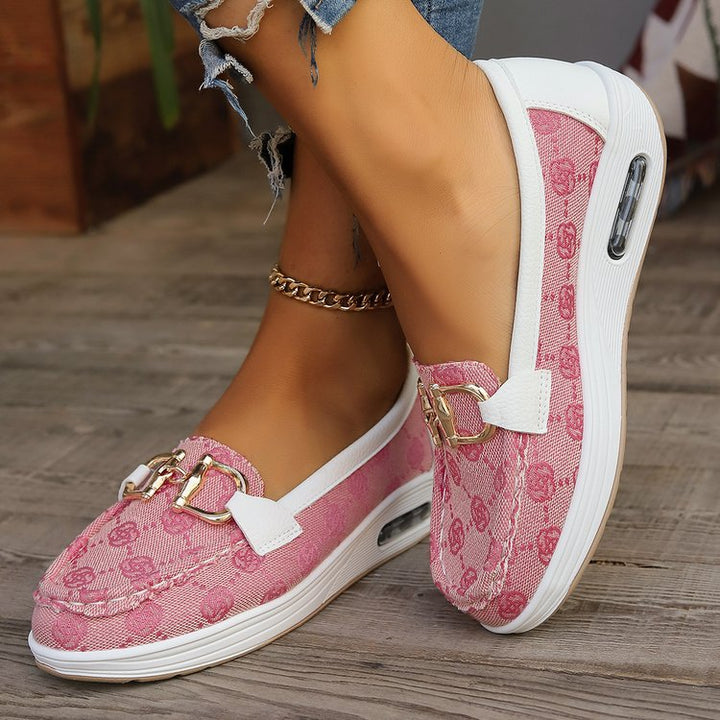 Damen Mokassin-Slipper mit luftgepolsterter Plateausohle und Zier-Bit Mune Fashion