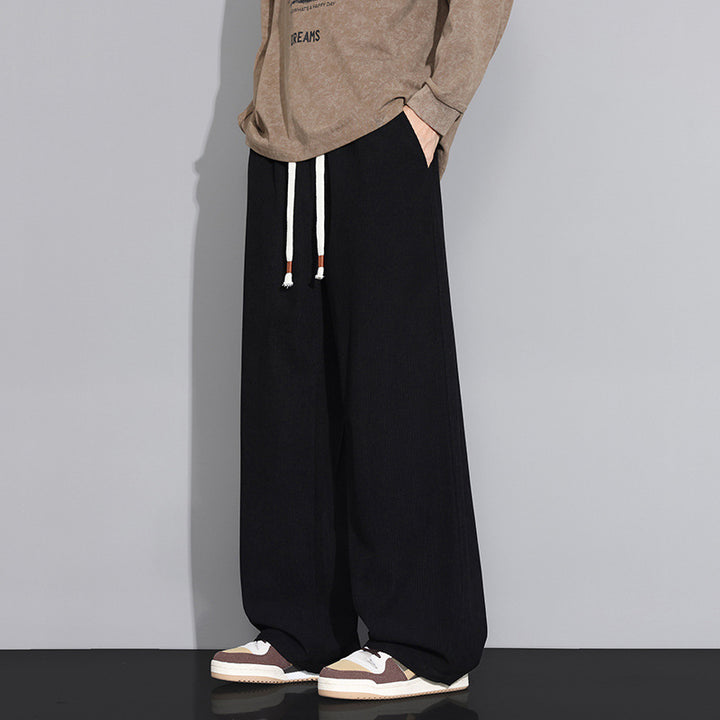 Women's Wide-Cut Fabric Pants with Drawstring