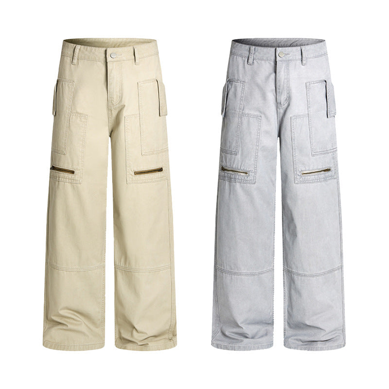 Men's baggy cargo pants in workwear style with large patch pockets and zipper details Mune Fashion