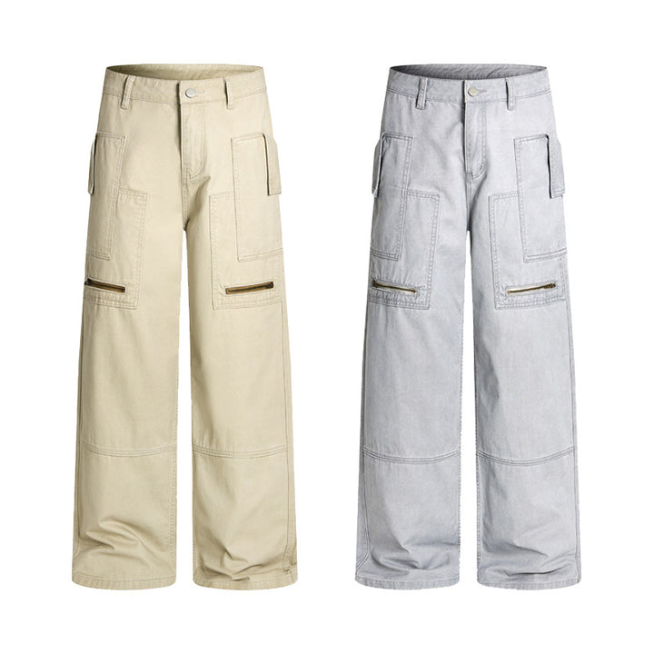 Men's baggy cargo pants in workwear style with large patch pockets and zipper details Mune Fashion