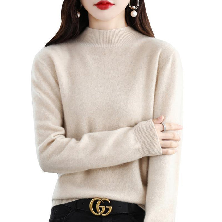Women's Ultra-Light Mock Neck Fine Knit Sweater in Cashmere Look Mune Fashion