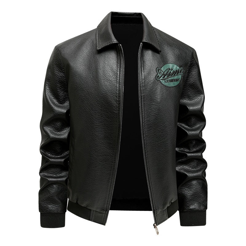 Men's Casual Leather Jacket with Stitching Details Mune Fashion