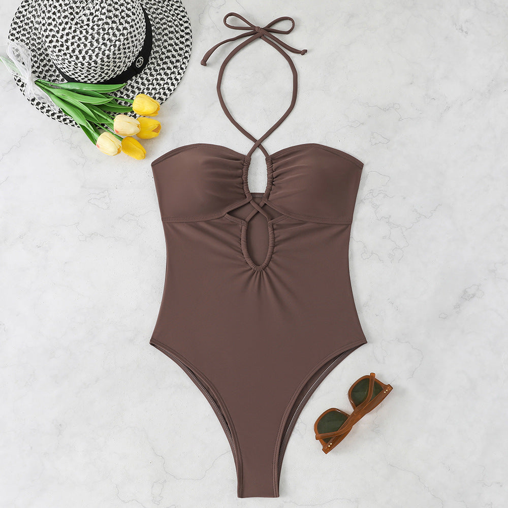 Ladies' one-piece swimsuit with fashionable cut-out and adjustable straps Mune Fashion