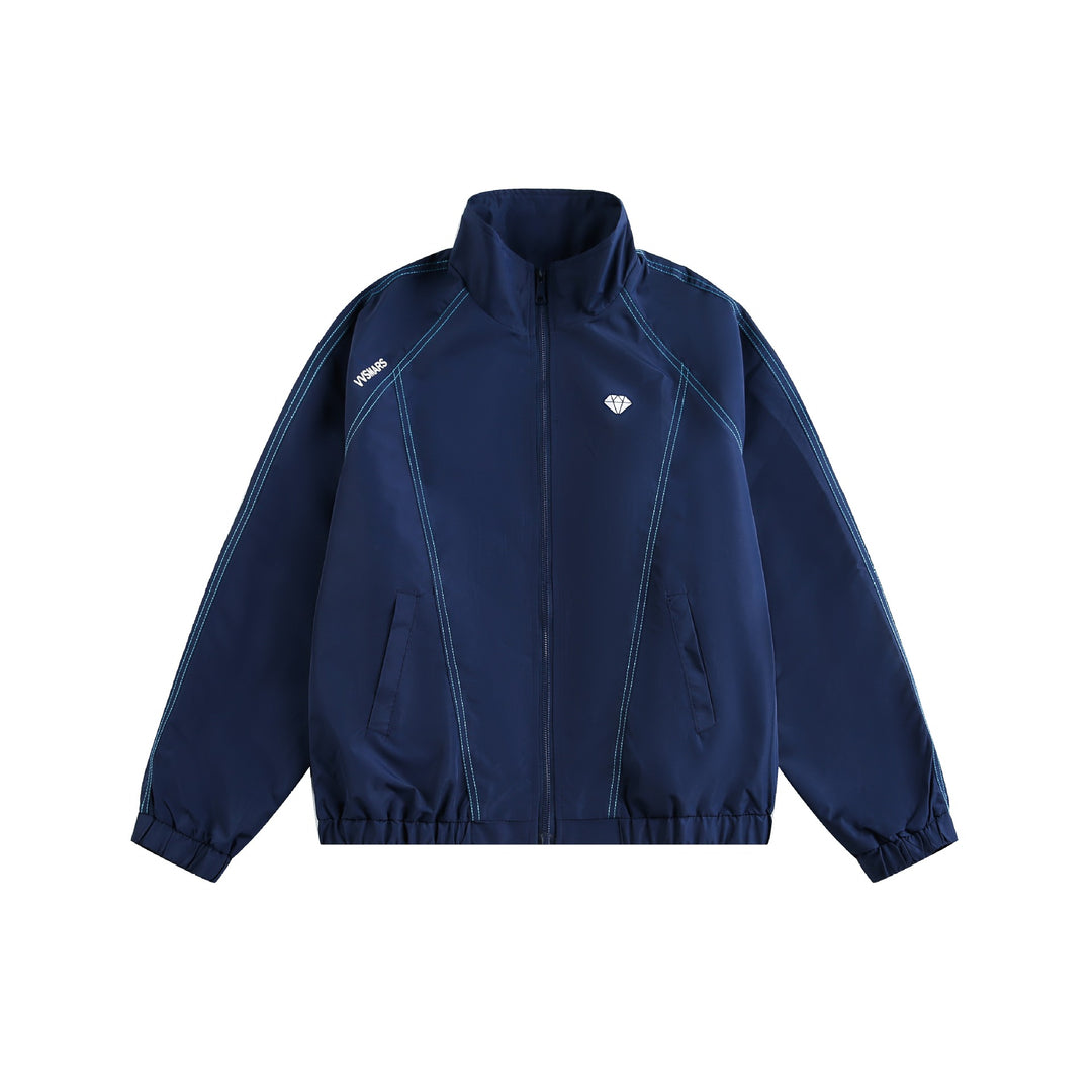 Unisex Sporty lightweight training jacket with standing collar, contrast stitching and elastic hem Mune Fashion