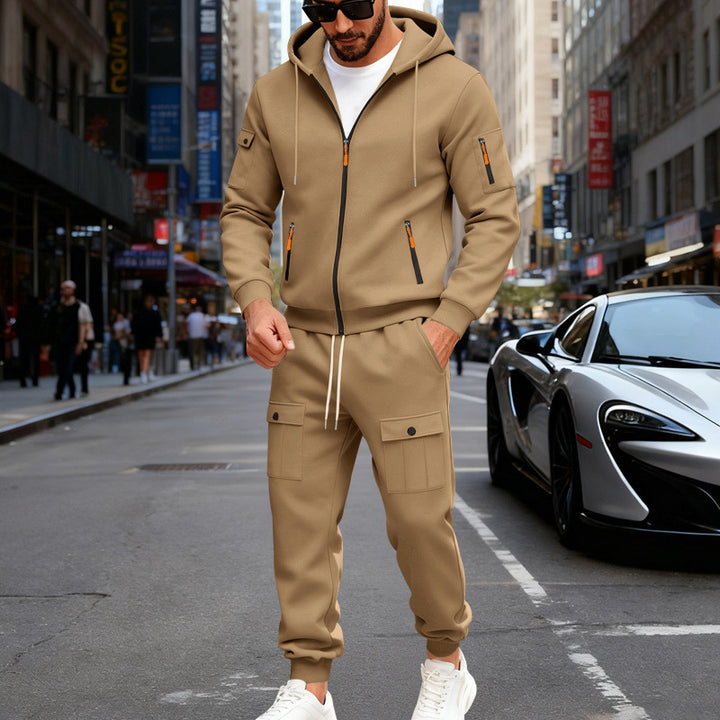 Men's urban hooded tracksuit made of cotton blend with cargo pockets and functional zippers Mune Fashion