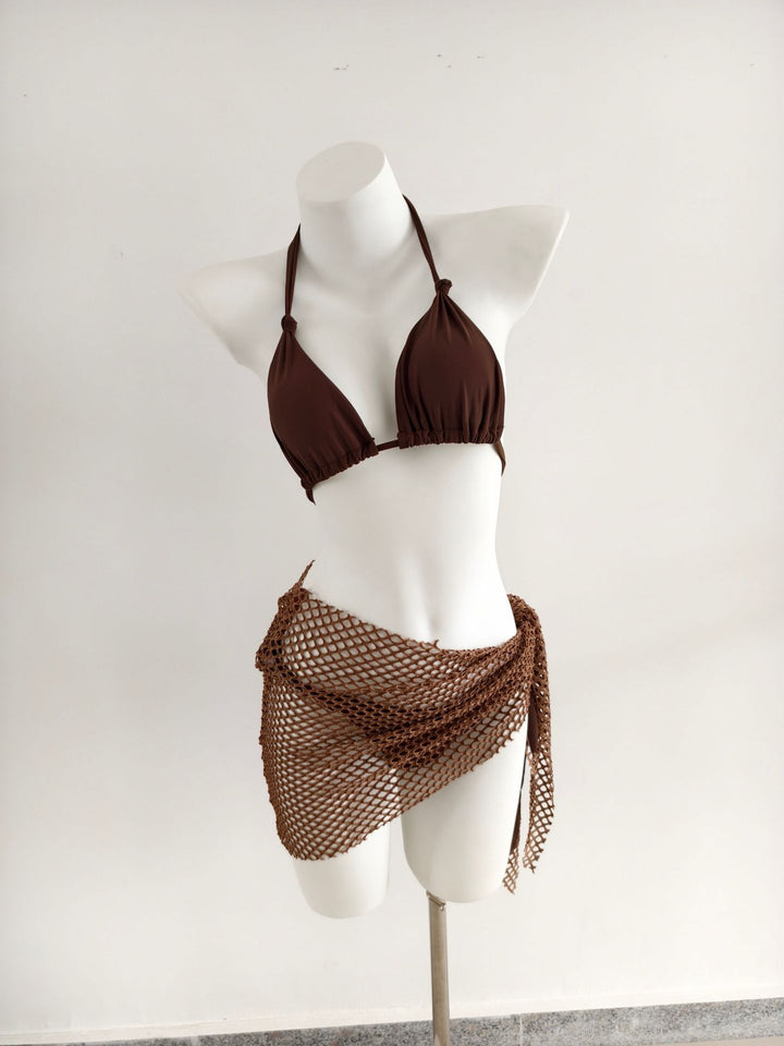 Ladies triangle bikini with trendy net skirt details Mune Fashion