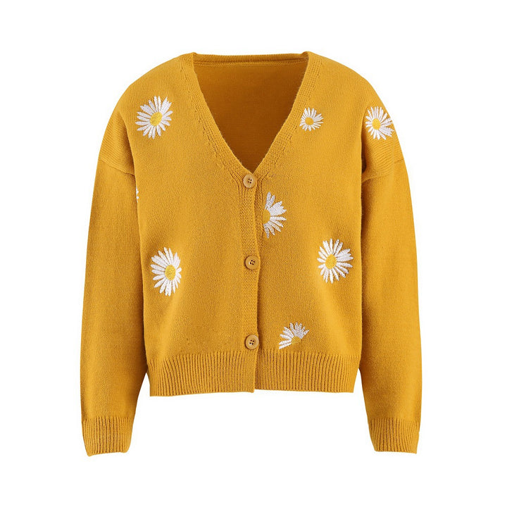 Women's knit cardigan with daisy embroidery Mune Fashion