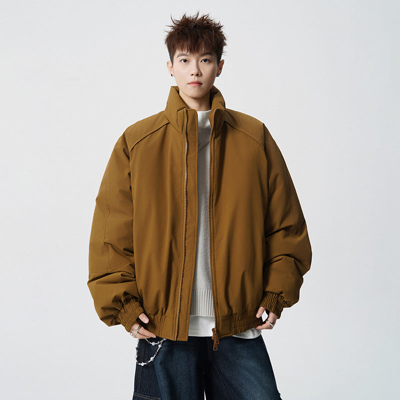 Men's Oversized Windbreaker with Stand Collar and Elastic Cuffs Mune Fashion