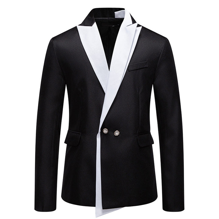 Men's Double-Breasted Tuxedo Jacket with Contrasting Shawl Collar Mune Fashion