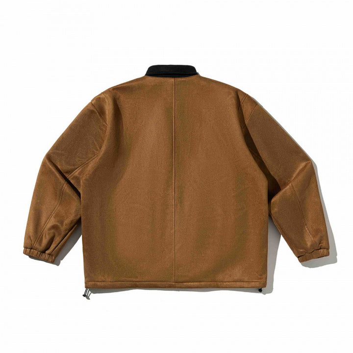 Men's boxy wool blend blouson jacket with cord collar, flap pockets, and drawstring hem Mune Fashion
