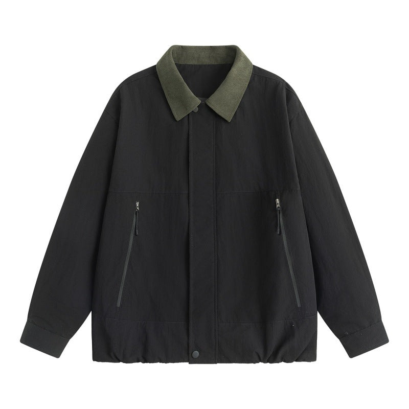 Men's Lightweight Harrington Transition Jacket with Cord Collar, Concealed Snap Button Placket & Zip Pockets Mune Fashion