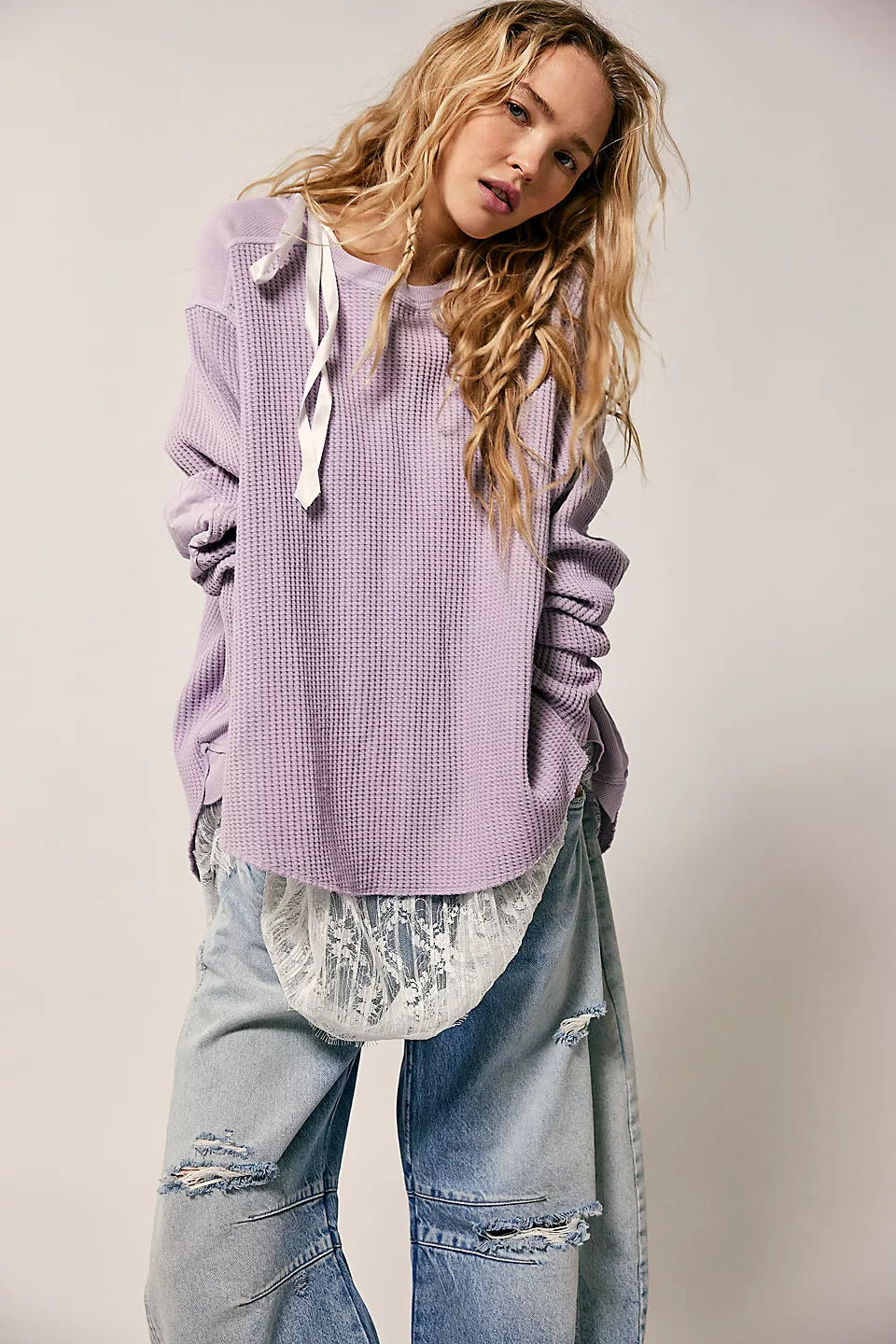 Women’s Oversized Waffle Knit Sweater with Loose Fit and Deep Raglan Sleeve Fashion