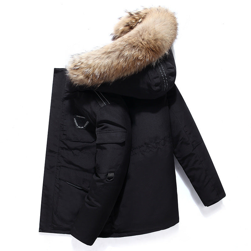 Men's winter parka with removable faux fur hood, thermal insulation, and utility pockets Mune Fashion