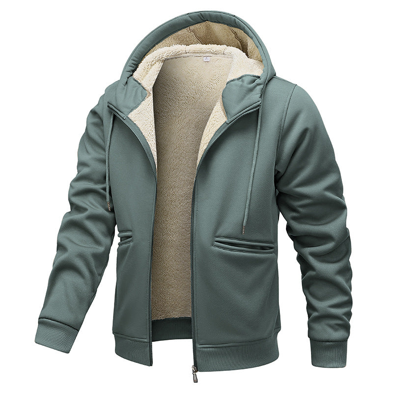 Men's padded hooded jacket in bomber style with high-pile teddy inner lining and hand-warmer piped pockets Mune Fashion