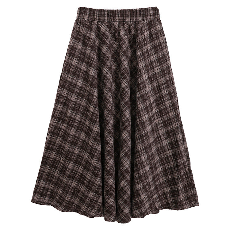 Women's flared checked midi skirt with a full drape and elasticated comfort waistband.