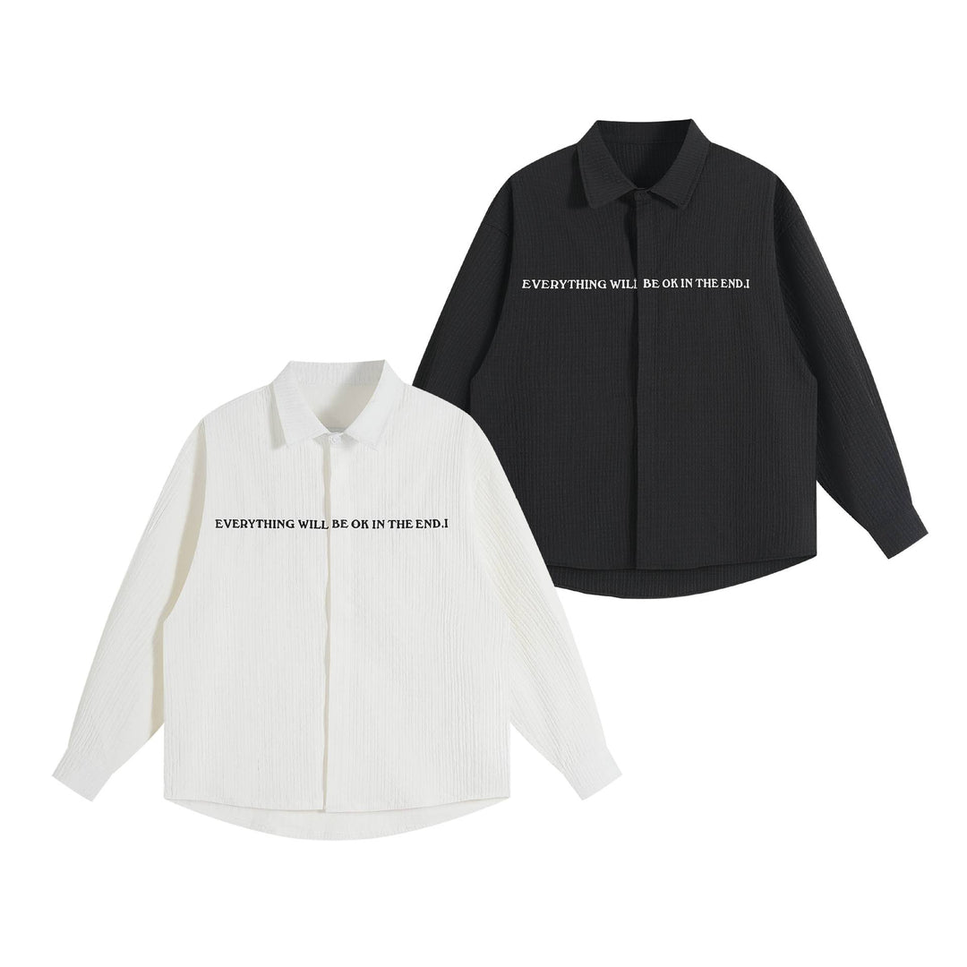 Unisex Oversize Textured Shirt Jacket with Concealed Button Placket and Statement Embroidery Mune Fashion