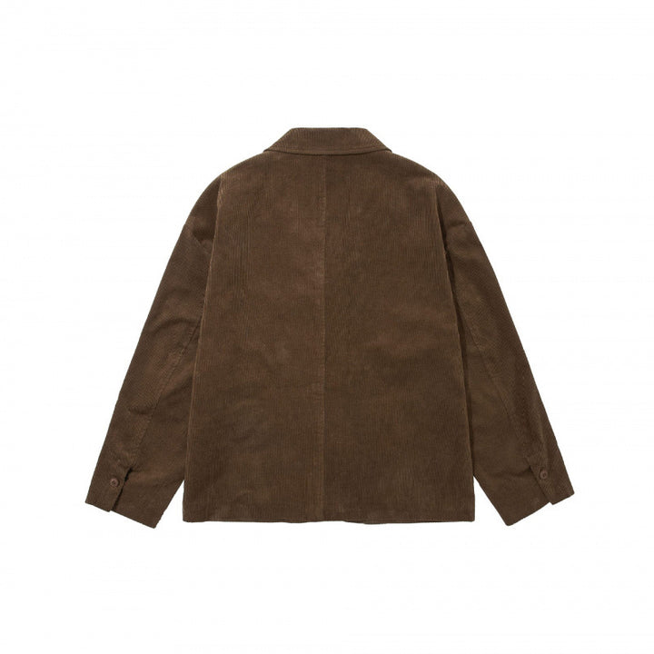 Men's Boxy Cord Blouson with Lapel Collar, Patch Pockets and Relaxed Silhouette Mune Fashion