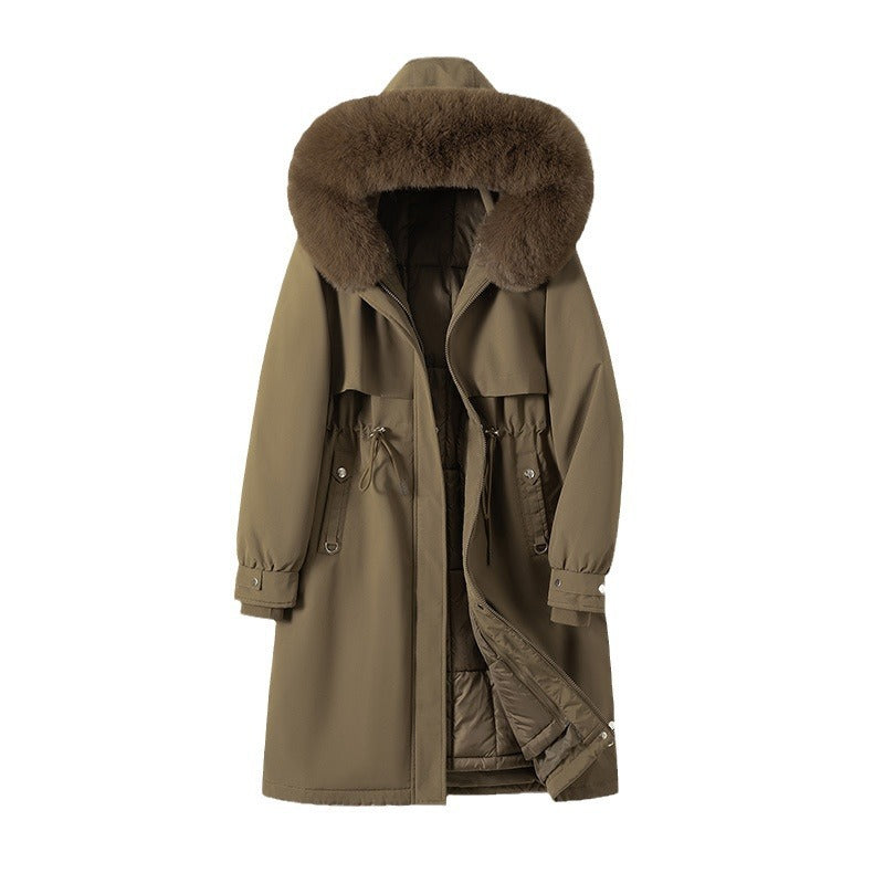 Women's longer water-repellent functional parka with removable faux fur hood and internal thermal padding Mune Fashion