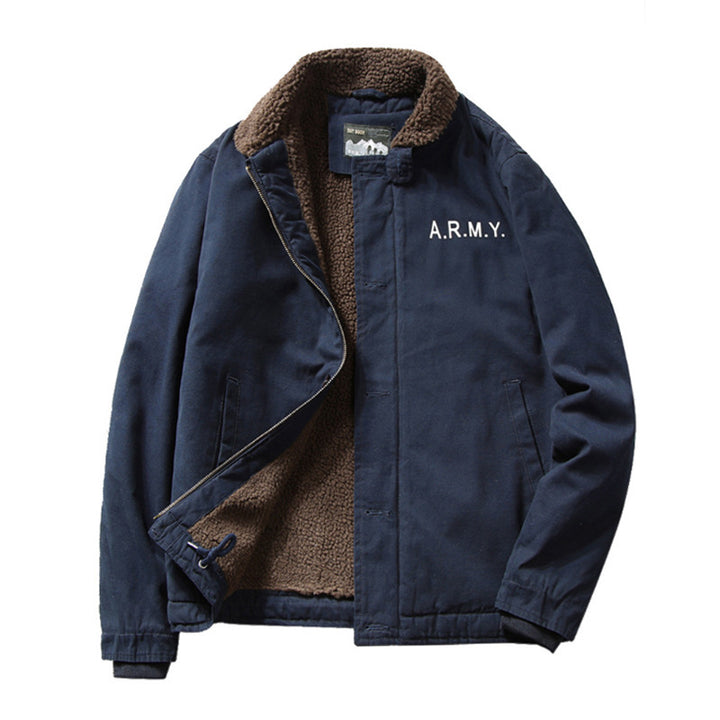 Men's Canvas Field Jacket with Sherpa Collar and Padded Thermal Lining Mune Fashion