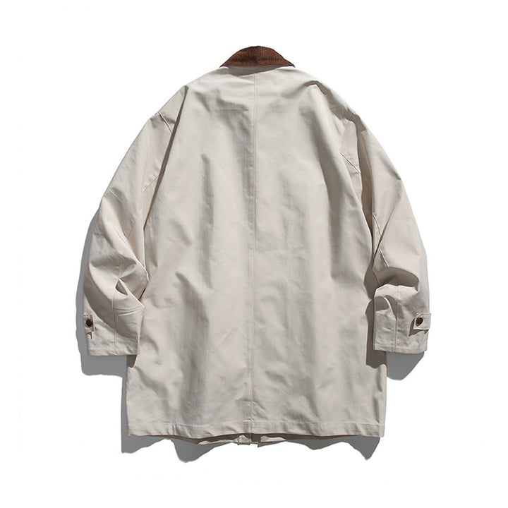 Men's Waxed Coated Outdoor Coat with Cord Collar Mune Fashion