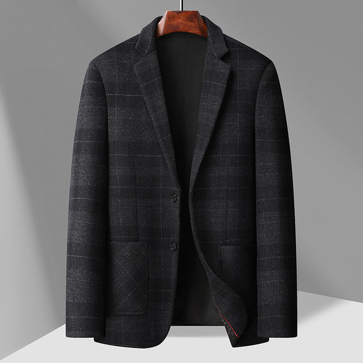 Men's Single-Breasted Wool Blend Jacket with Patch Pockets and Light Thermal Lining Mune Fashion