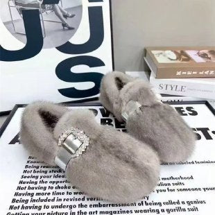 Ladies Luxury Slippers with Glamorous Decor Mune Fashion