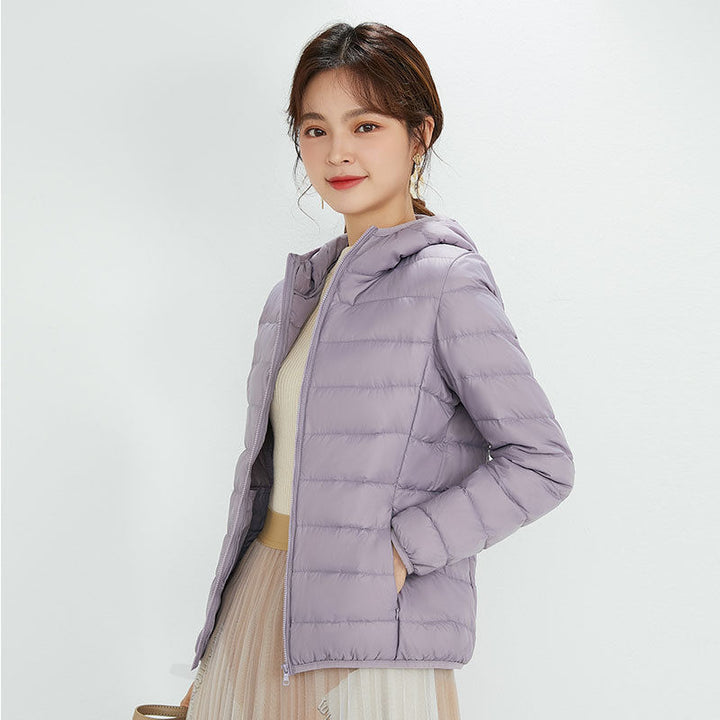 Women's Ultra-light Quilted Hooded Jacket with Ultra-flat Thermal Wadding Mune Fashion