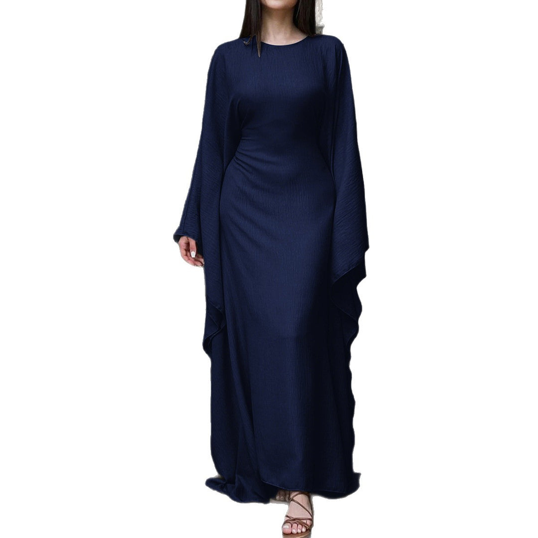 Women's flowing max dress with wide draped sleeves made of viscose blend Mune Fashion