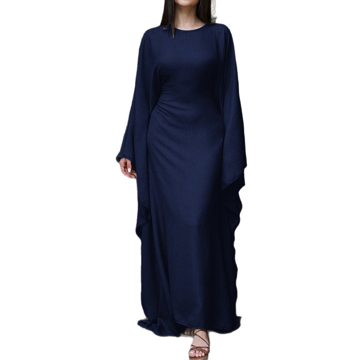 Women's flowing max dress with wide draped sleeves made of viscose blend Mune Fashion