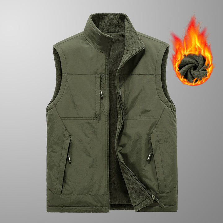 Men's thermo fleece vest with warming inner lining, wind-resistant outer shell, and stand-up collar Mune Fashion