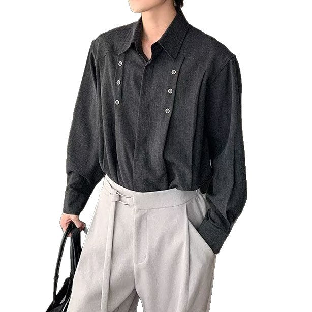 Men's Fashion Long Sleeve Shirt with Button Placket Mune Fashion