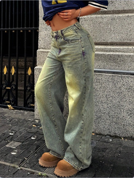 Women's High-Waist Wide Denim Pants with Palazzo Cut Mune Fashion