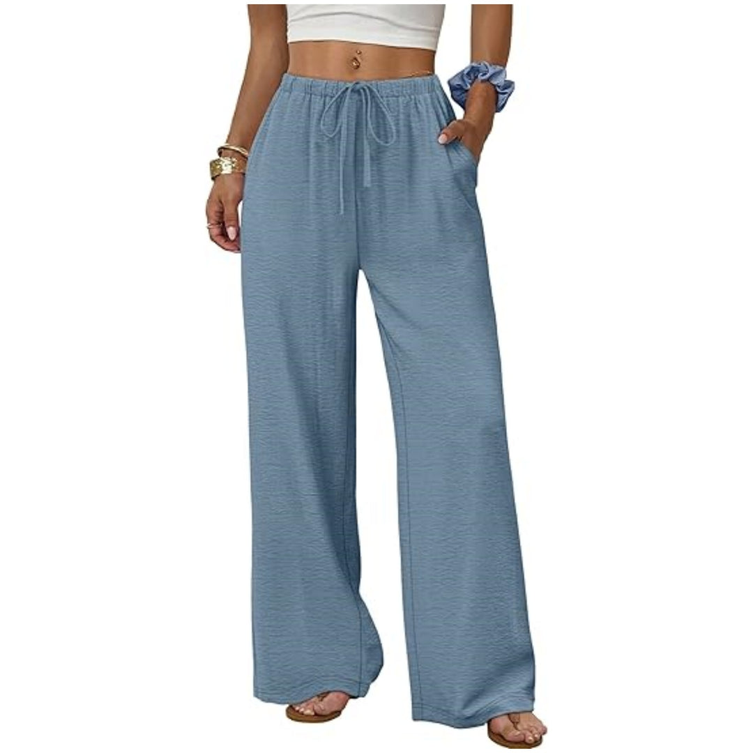 Women's lounge pants with wide leg, elastic waistband and side pockets Mune Fashion