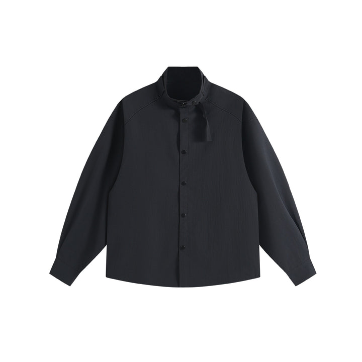 Unisex Oversize Shirt Jacket with Stand-Up Collar and Press-Stud Front Mune Fashion