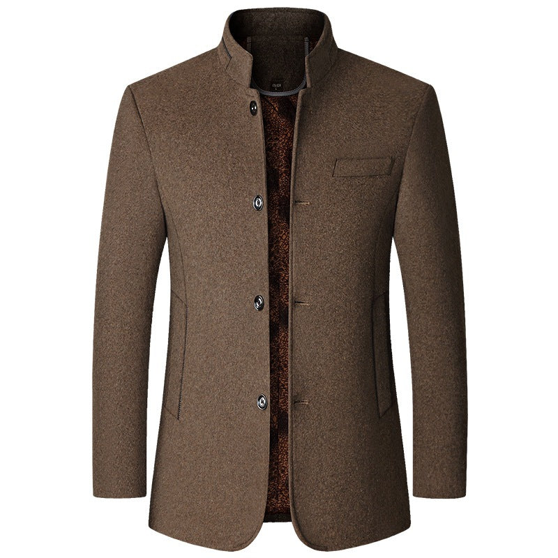 Men's wool coat with stand-up collar and quilted thermal lining Mune Fashion