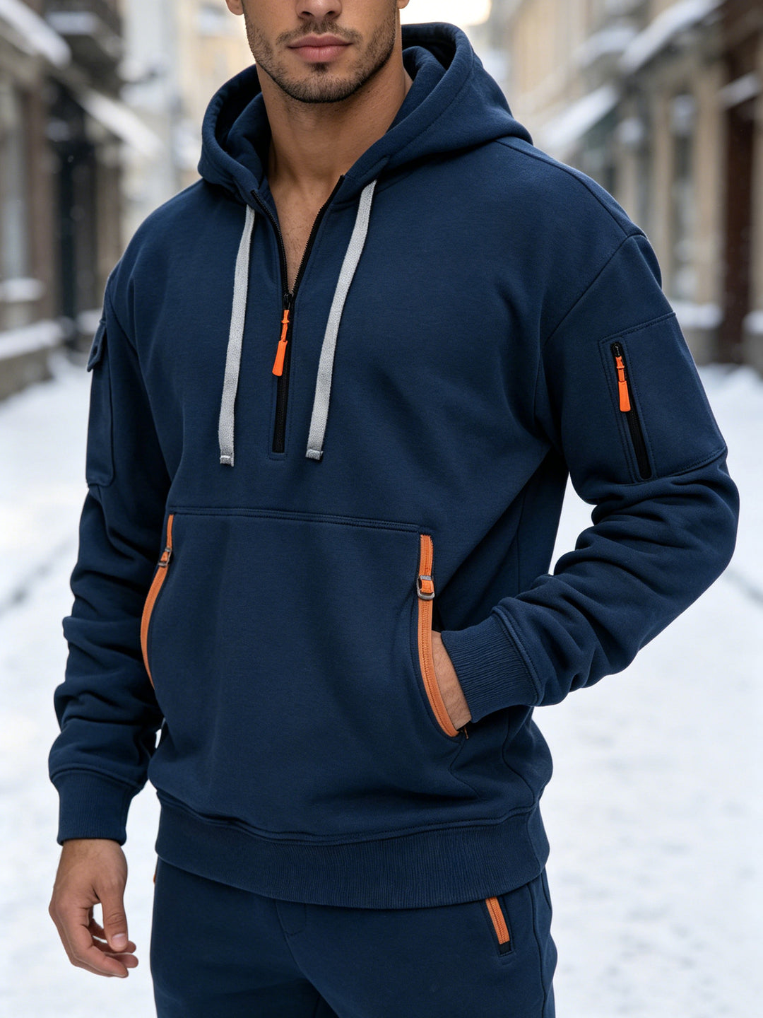 Men's sporty hoodie jacket with side zip pockets Mune Fashion