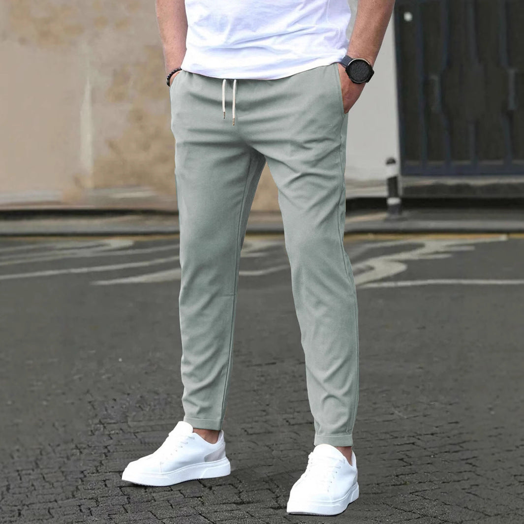 Men's Slim-Fit Jogging Pants with Drawstring, Side Pockets, and Narrow Ankle Hem Mune Fashion