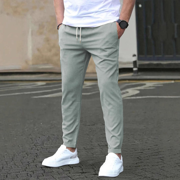 Men's Slim-Fit Jogging Pants with Drawstring, Side Pockets, and Narrow Ankle Hem Mune Fashion