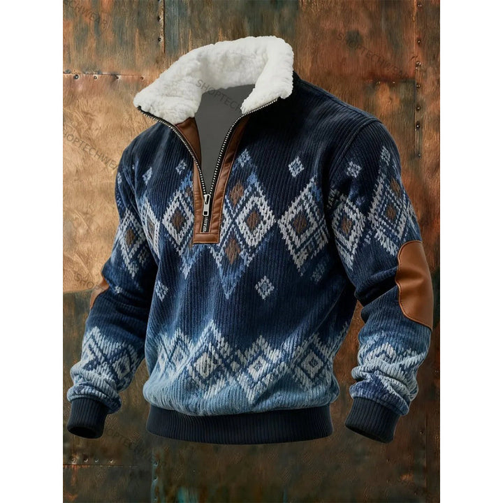 Men's Urban Fleece Pullover with Tree Motif Mune Fashion