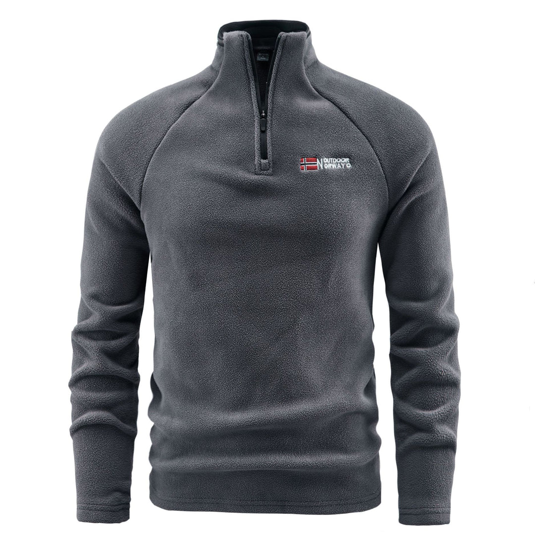 Men's fleece pullover with half zipper and high stand-up collar Mune Fashion