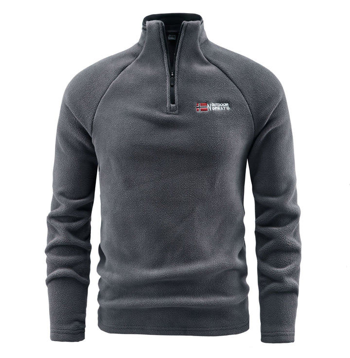 Men's fleece pullover with half zipper and high stand-up collar Mune Fashion