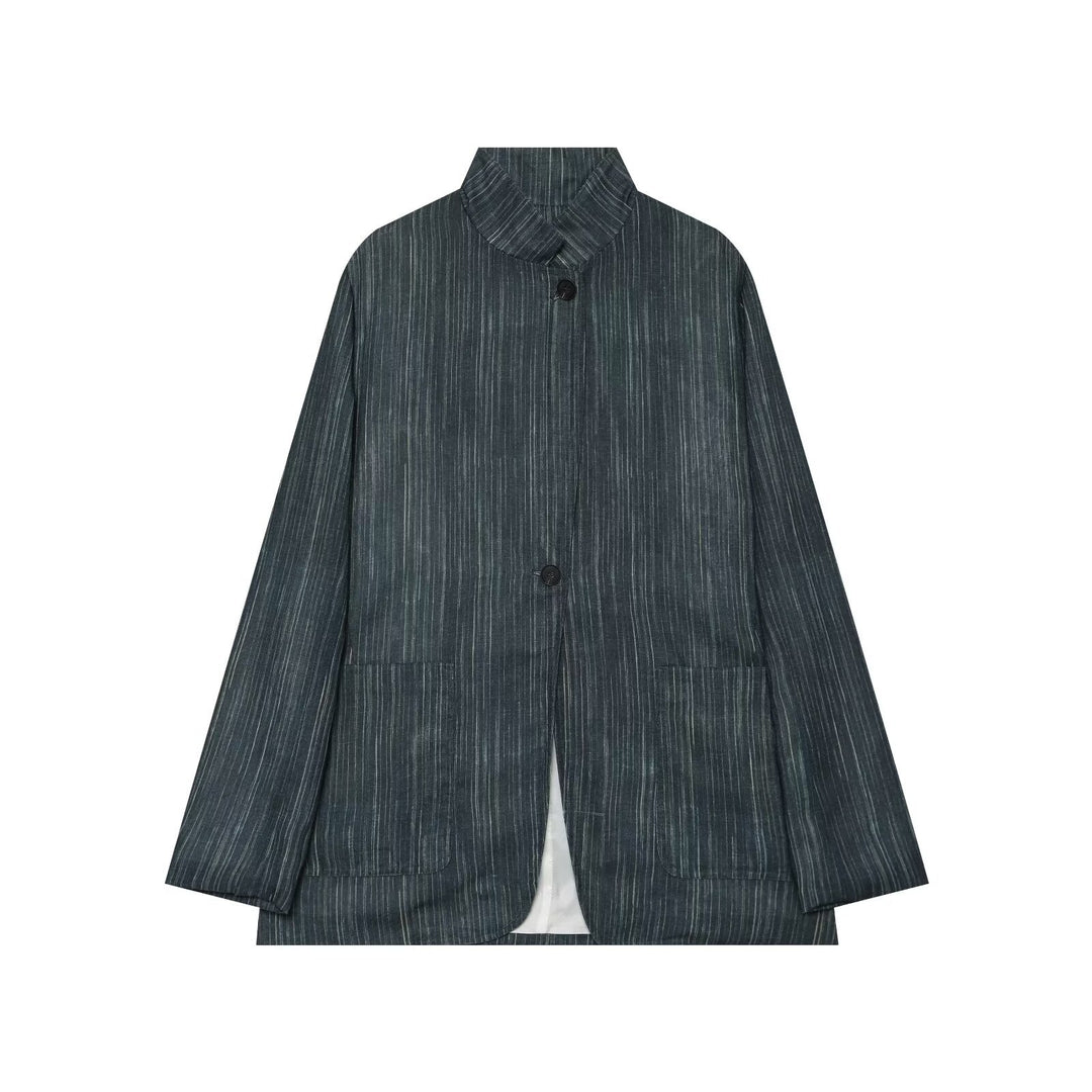 Women's Wide Leg Marlene Trousers with Pleat and Fine Pinstripe Mune Fashion