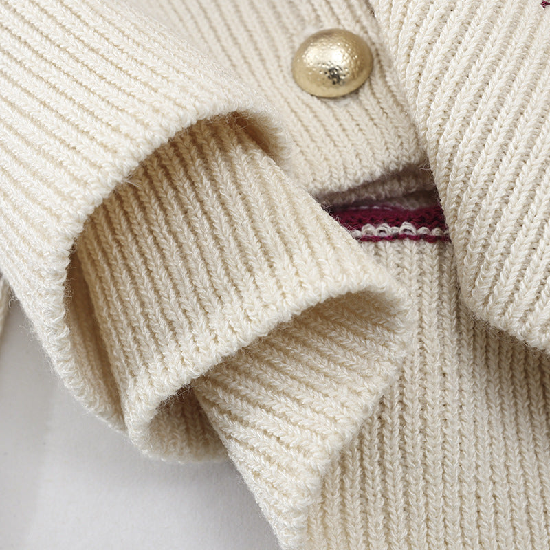 Women Lightweight Striped Cardigan made of Cotton Blend with Pearl Snap Buttons and Ribbed Cuffs Mune Fashion