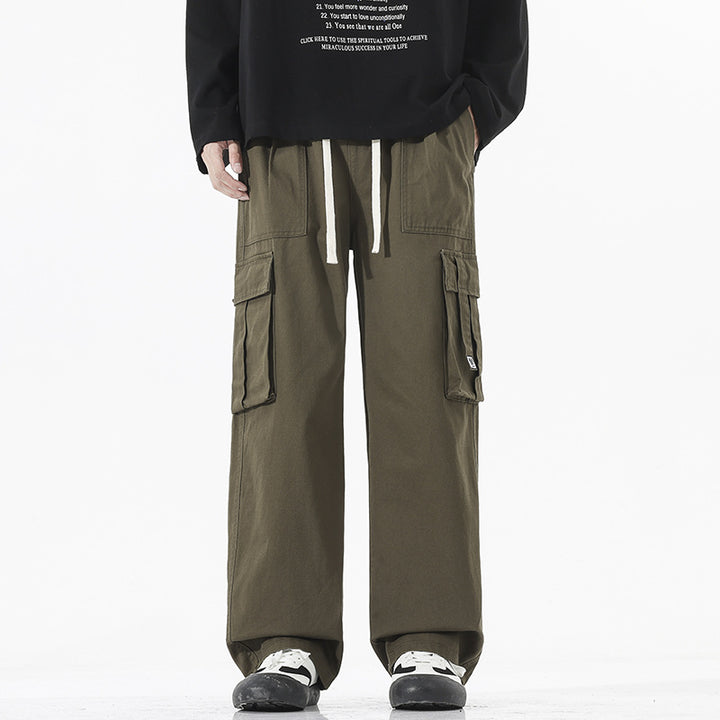 Men's Wide Cut Cargo Pants in Palazzo Cut with Drawstring Waist and XXL Flap Pockets Mune Fashion